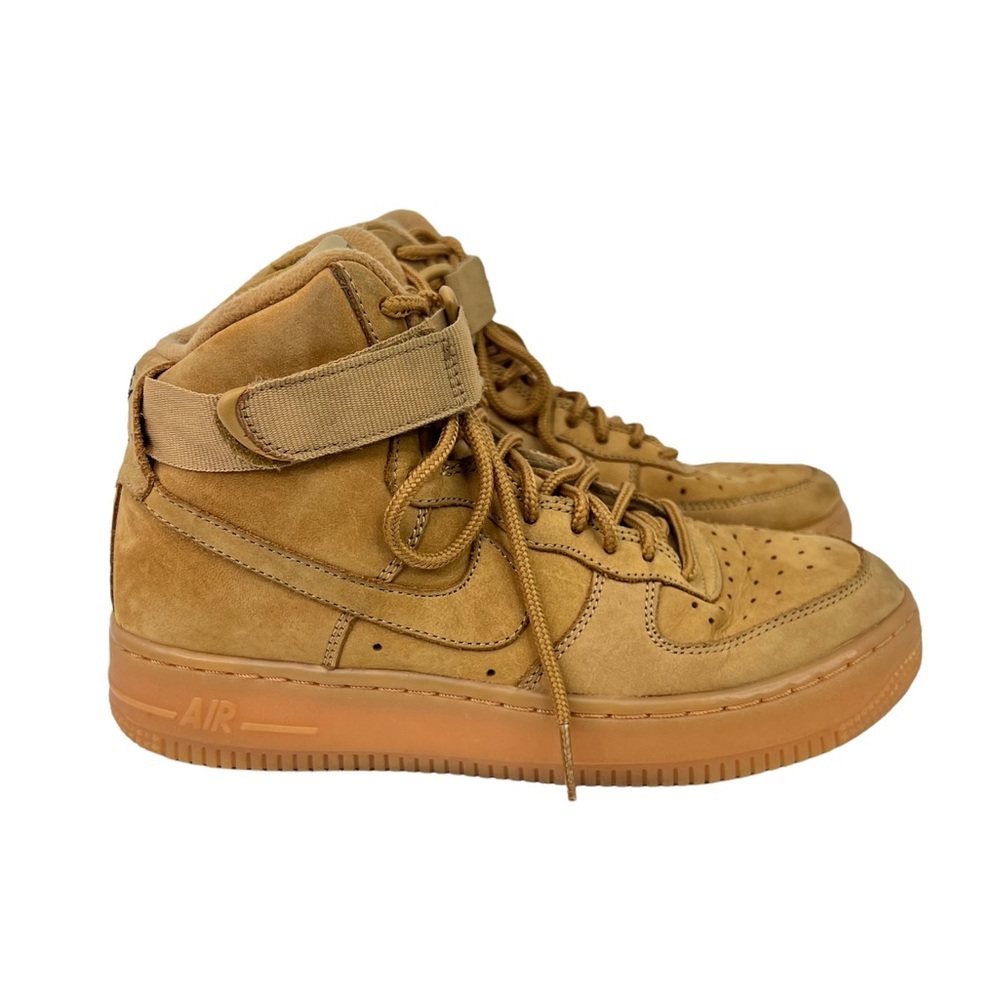 Nike Air Force 1 wheat gum light brown high top sneakers
